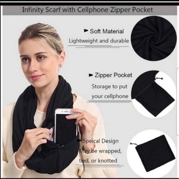 NWT Beyond Yoga Infinity Hidden pocket Scarf Black - Picture 8 of 9